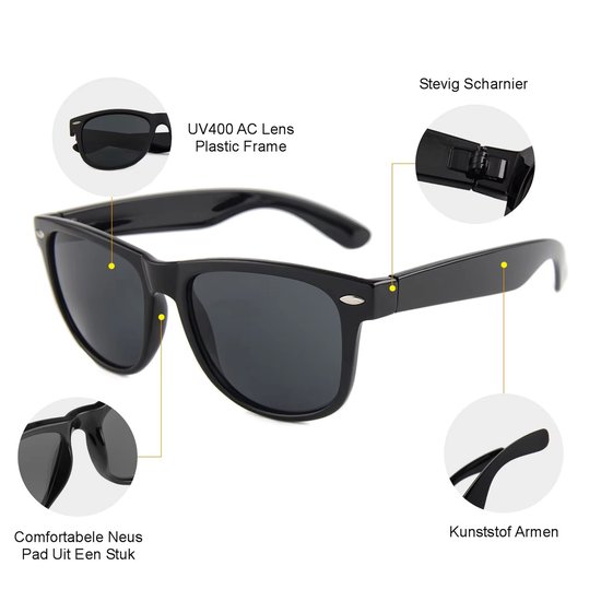 Fako Sunglasses® - Heren Zonnebril - Dames Zonnebril - UV400 - Zwart - Spiegel Groen/Geel van Fako Sunglasses® — afbeelding 2