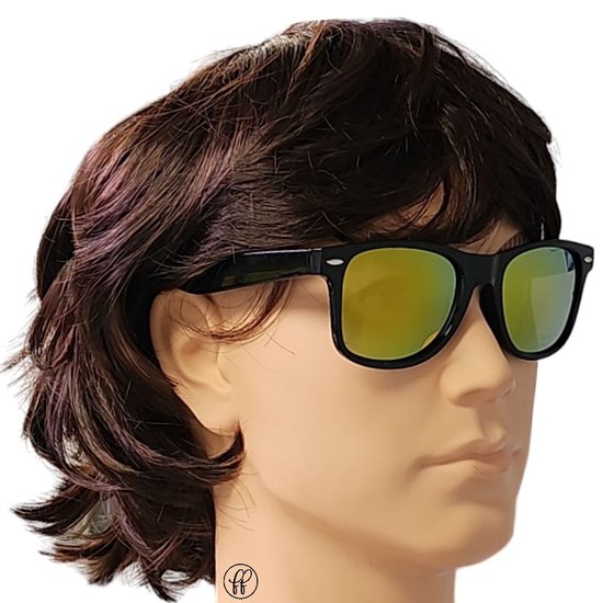 Fako Sunglasses® - Heren Zonnebril - Dames Zonnebril - UV400 - Zwart - Spiegel Goud van Fako Sunglasses® — afbeelding 3