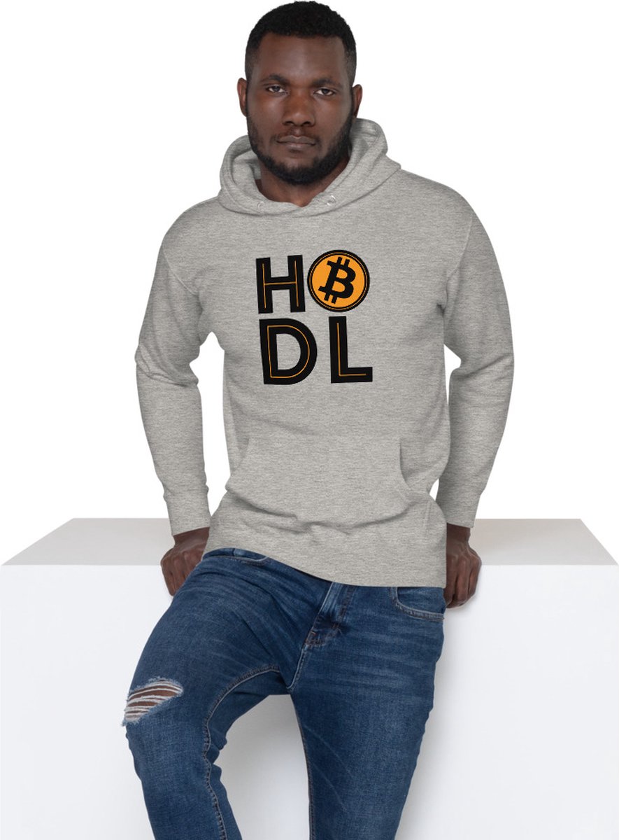 HODL - Premium Unisex Bitcoin Hoodie - Grijs - Maat S | Bitcoin cadeau|  Crypto cadeau|... | bol