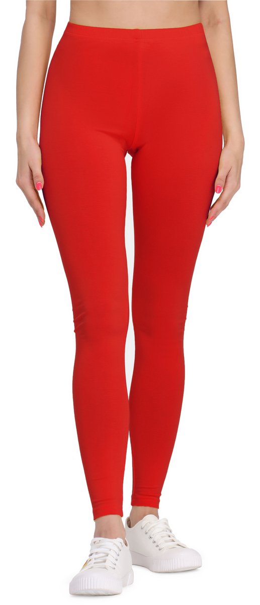 Bellivalini BLV-BLV50-147-LE Dames Leggings - Sport - Vrijetijdsbroek - Lang - Viscose - Sporbroek - Yogabroek - Rood - XXL