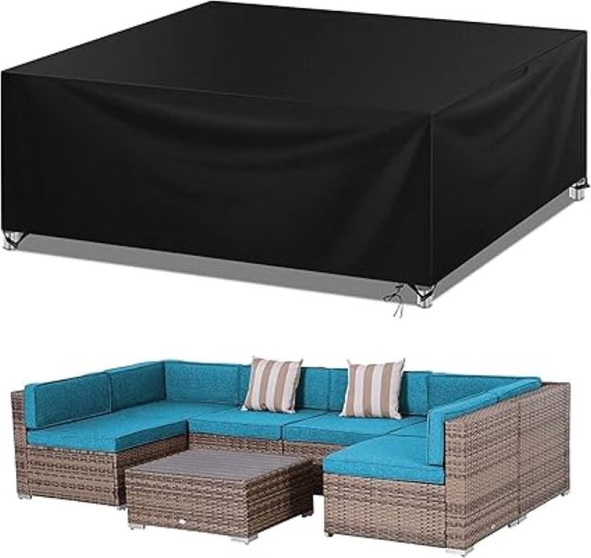 Housse Salon De Jardin Imperméable Housse De Protection Table De Jardin, 145x55x35cm/LxWxH 420D Tissu Oxford Bâche Salon De Jardin Exterieur Pour Table Chaise Set Housses Pour Mobilier De Jardin