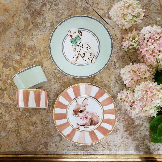 Elodie Porcelain Dinner Set - Babyservies - Kinderbord + kom - Babyservies set porselein - Kraamcadeau -Bunny Darling van Elodie — afbeelding 3