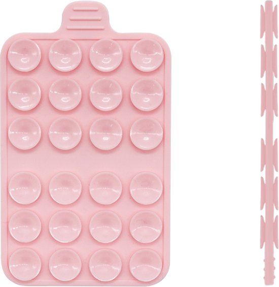 Tectier Dubbelzijdige Zuignap voor Telefoon - Zuignap Telefoon – Zoals Octobuddy – Zuignap Telefoonbutton – Zuignap Hoesje - 55mm x 91mm x 5mm - Herbruikbare Zuignap - Plakt aan Beide Kanten – Roze
