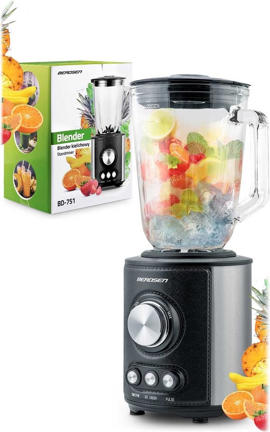 Blender - smoothie maker - 800w - 1,5L - rvs - zwart van Merkloos — afbeelding 2