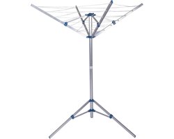 Droogmolen met Voet voor Camping & Thuis - Wasrek Staand - Droogrek Inklapbaar - Zilver met Blauw