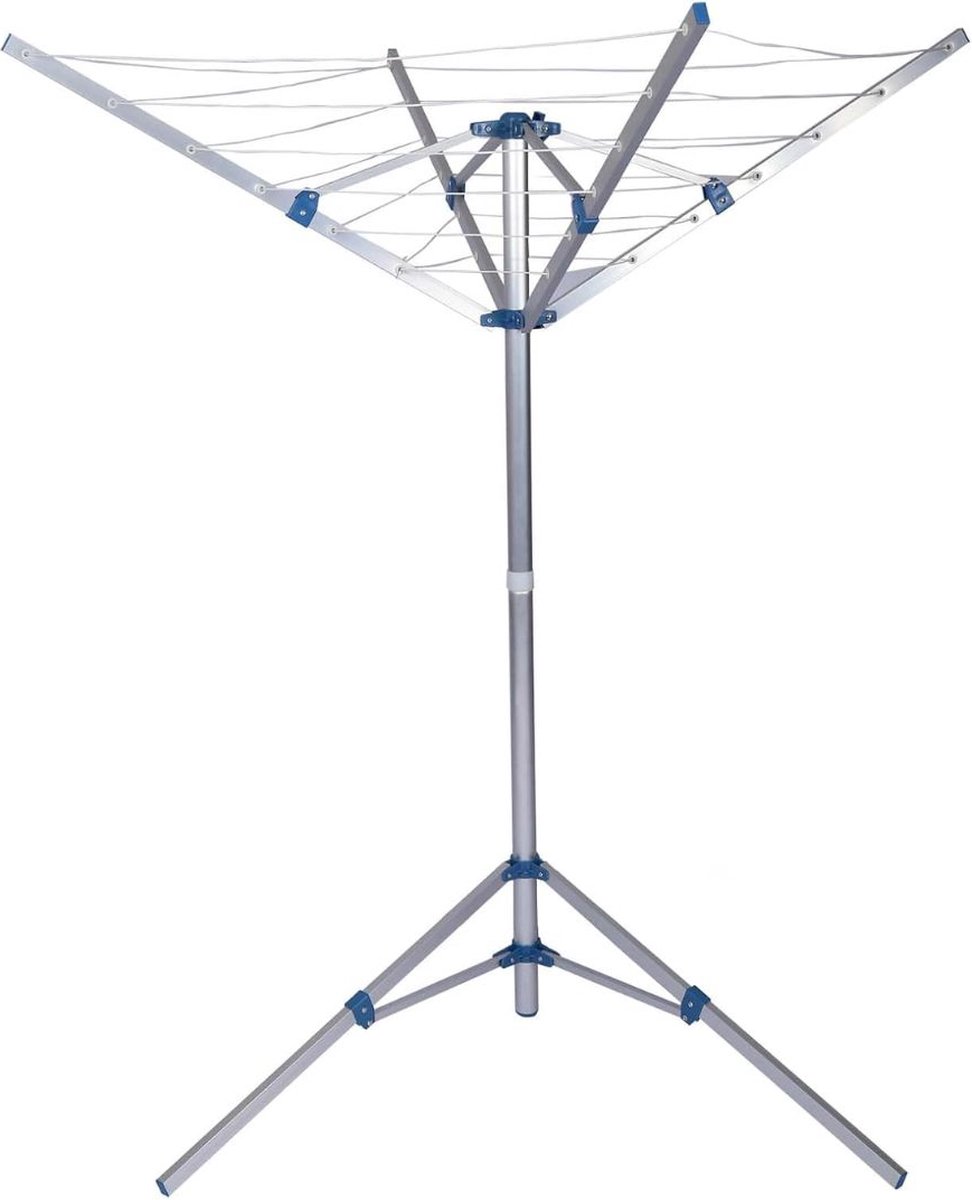 Goedkoopste Droogmolen met Voet voor Camping & Thuis - Wasrek Staand - Droogrek Inklapbaar - Zilver met Blauw