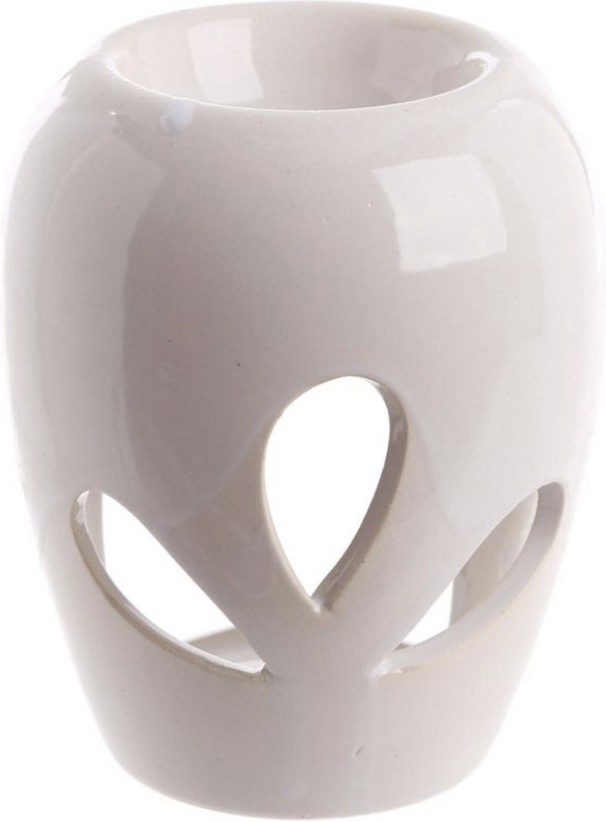 Goedkoopste Wax brander - Waxmelts brander Keramiek met uitgesneden bloemblad wit