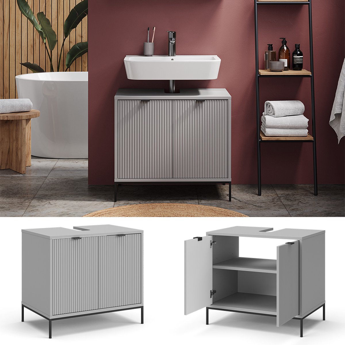Vicco Ilias Wastafelonderkast - 80 x 60.8 cm Wit was Vicco Ilias Wastafelonderkast - 80 x 60.8 cm Wit was