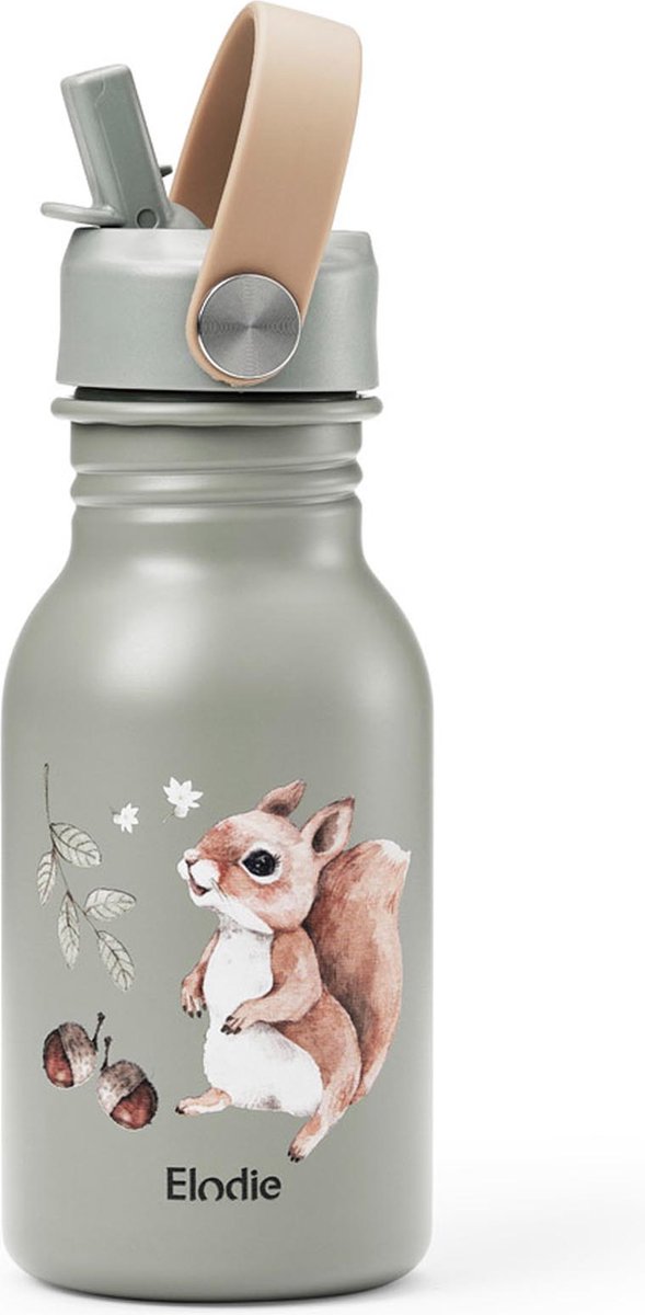 Goedkoopste Elodie Water Bottle - Waterflessen kinderen - Drinkfles met rietje - Drinkbeker - 350 ml - Chipmunk Darling
