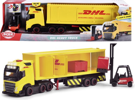 Foto: Dickie toys vrachtwagen volvo dhl truck heftruck