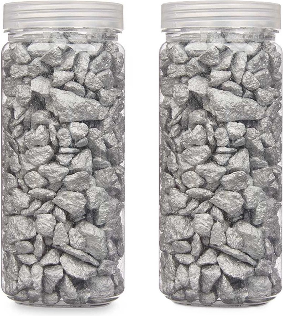 Giftdecor decoratie stenen/steentjes/kiezels - zilver - 10-20 mm steentjes - 1400 gram - Aquarium en vazen vulling