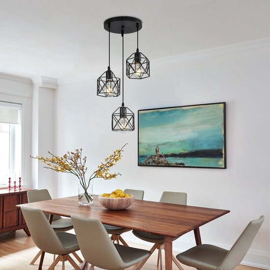 Plafondlamp Industrieel 6-LAMPS Zwart Woonkamer