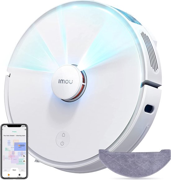 Imou RV1C - Robotstofzuiger met dweilfunctie - Razendsnelle inkaartbrenging door LIDAR sensor - Automatische lediging - Auto boost-functie tapijt - 2700 Pa zuigkracht - 110 minuten aaneengesloten reinigen