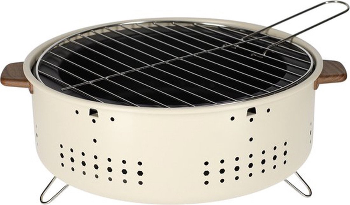 JENS Living houtskool tafel BBQ - Ronde BBQ - Tafel barbecue - 32 CM - Créme