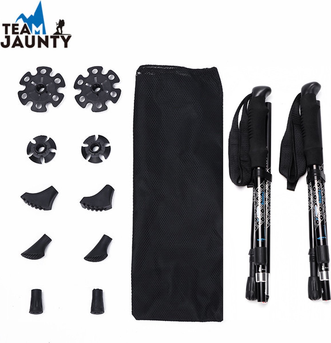 Premium Tri-fold Trekking Pole/Wandelstokken Set(14 PCS)- Set van 2 met Quick Lock-systeem, telescopisch, inklapbaar, ultralicht om te wandelen-senior trekking, wandelen, backpacken