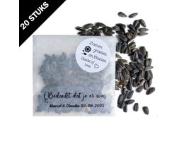 20 x gepersonaliseerde trouwbedankjes bruiloft zonnebloem zaden zakjes | 20 stuks bedankjes trouwen met naam en datum| cadeautjes om uit te delen bij huwelijk afscheid wedding trouwdag
