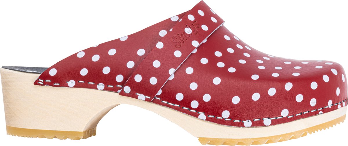 Skolys W-320.06 klompen - dames - medische - clogs - tuinklompen - werkklompen - verpleegkundige - ziekenhuis - instap - rood + witte stippen - maat 37