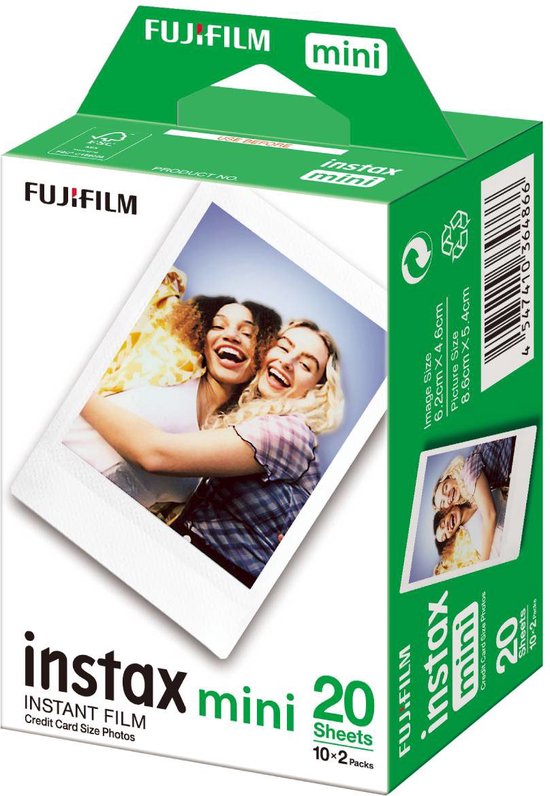 Fujifilm Instax Mini Film - Instant Fotopapier - Wit - 2 x 10 stuks