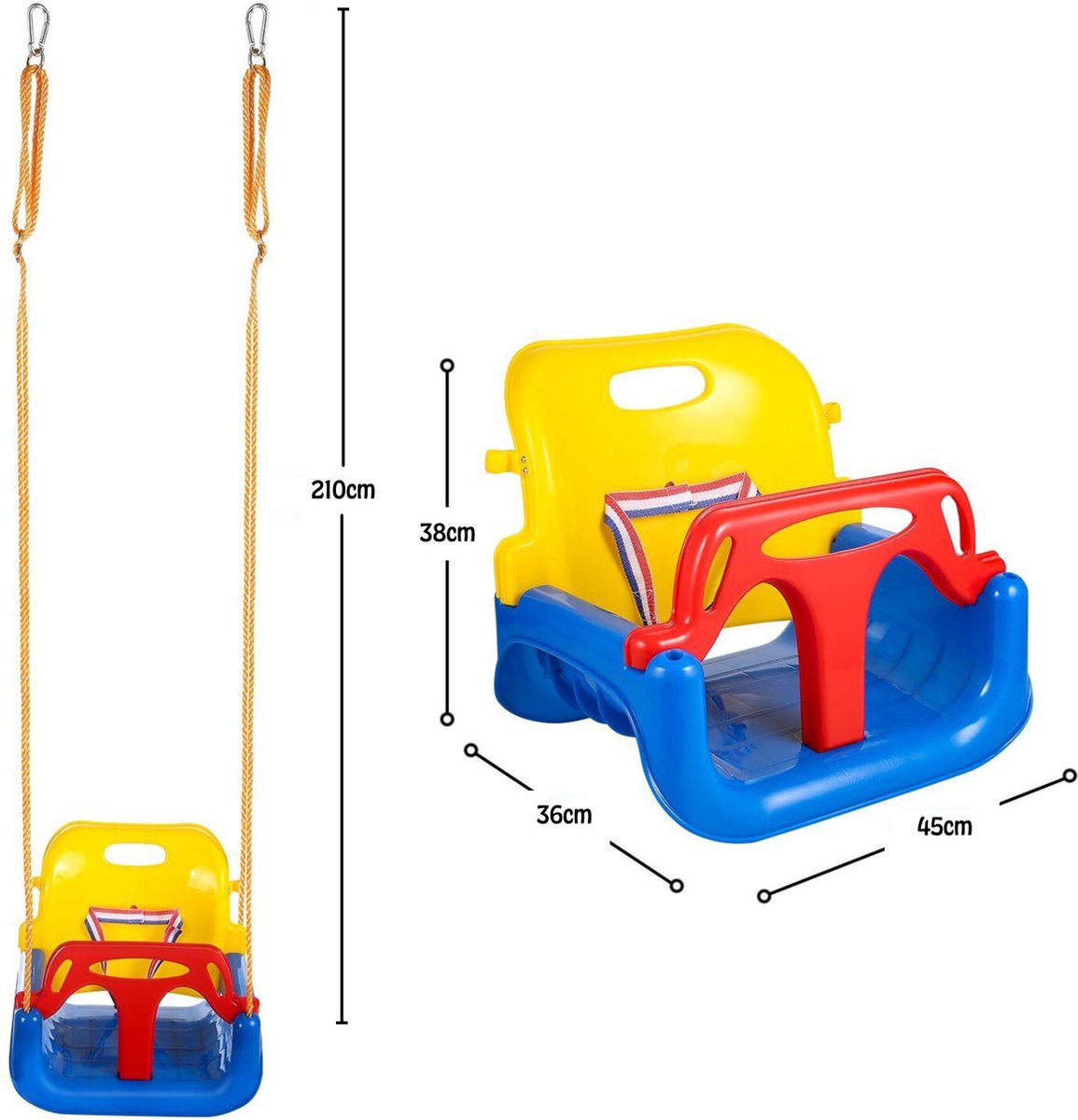 JAXY Babyschommel - Baby Schommel Buiten en Binnen - Meegroei Schommel - Schommelzitje, Peuterschommel & Kinderschommel — afbeelding 3