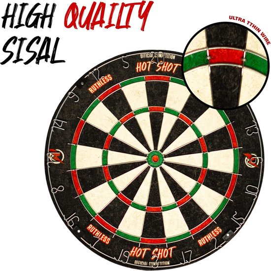 Endurance Sisal dartbord - met ronde draad en stalen tip dartpijlen (DB073) Dartbord van Abbey Darts — afbeelding 2