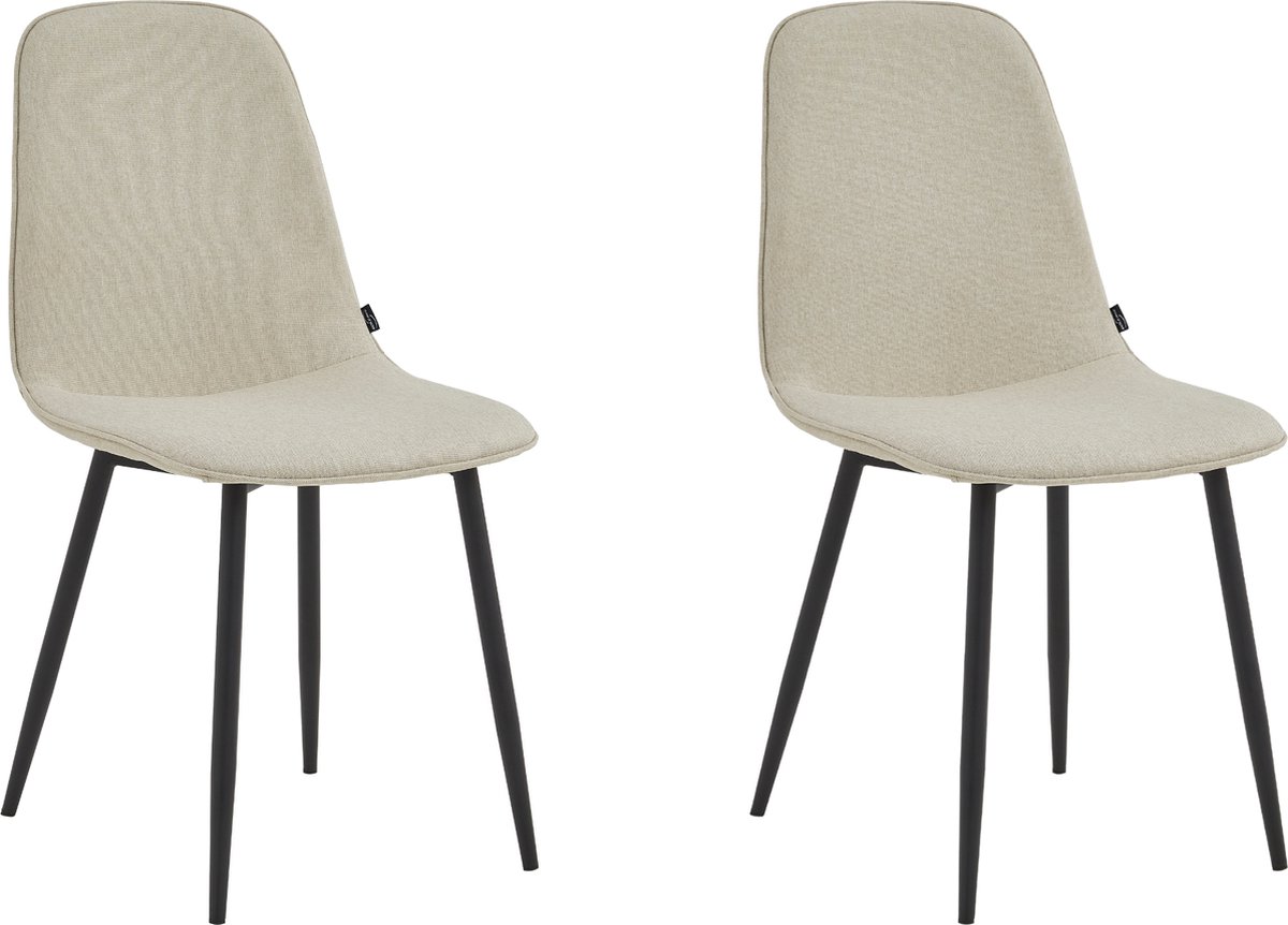 Colenis® - Milou Eetkamerstoelen - Set Van 2 - Beige - Linnen Stof - Industrieel - Stoelen
