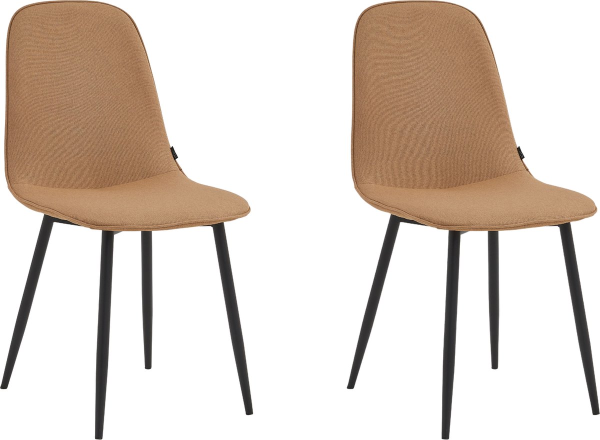 Colenis Milou Eetkamerstoelen - Set Van 2 - Bruin - Linnen Stof - Industrieel - Stoelen