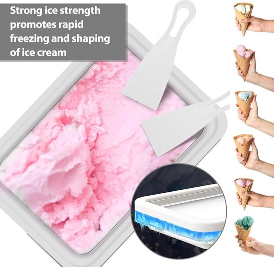 IJs Roller Maker, Zelfgemaakte Yoghurt Tray - met 2 Spatels
