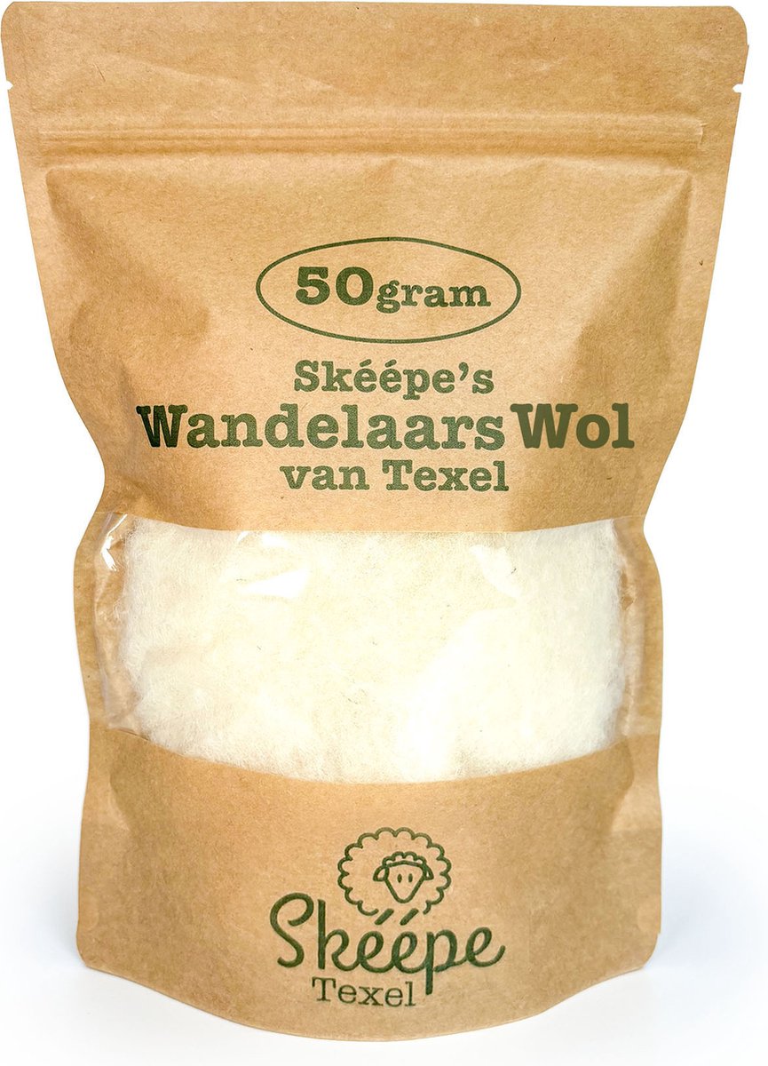 Goedkoopste Wandelaars Wol van Texel – 50 gram - Verzacht blaren en voetongemak tijdens het wandelen of sporten met deze Texelse antidruk wol van Skéépe - Blarenpleister op natuurlijke wijze