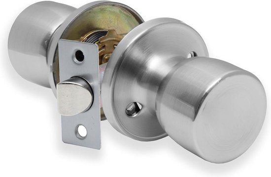 Faankiton Privacy Keyless Lock Set Stainless Steel Interior Door Knobs, Privacy Door Knob with Lock Sets Round Interior Door Handle for Bedroom/Bathroom, 1 Piece (Privacy Door Lock, Silver