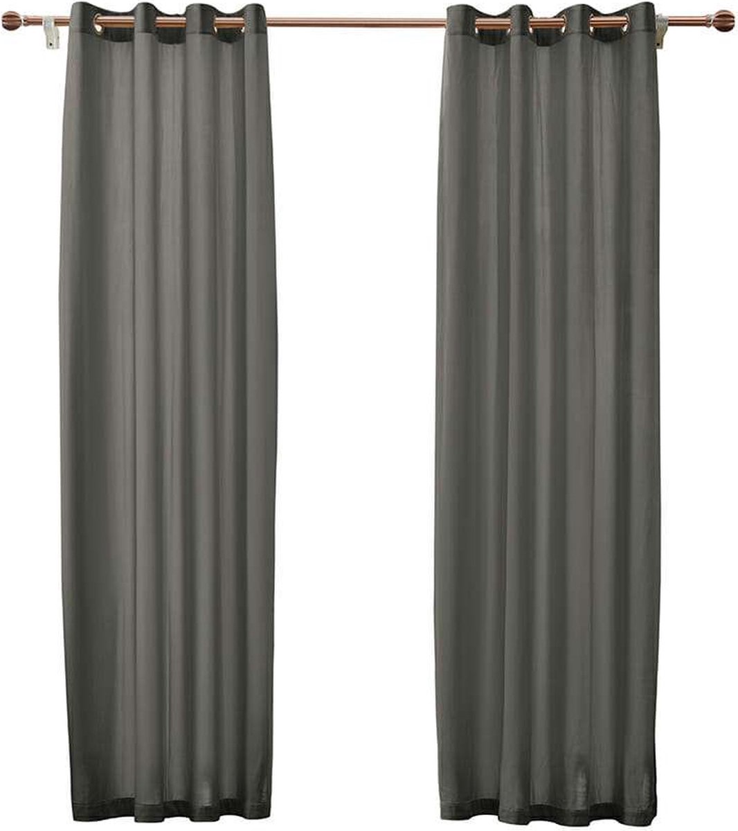 Larson - Velvet Gordijnen - 2.8m x 2.5m - Ringen - Donkergrijs