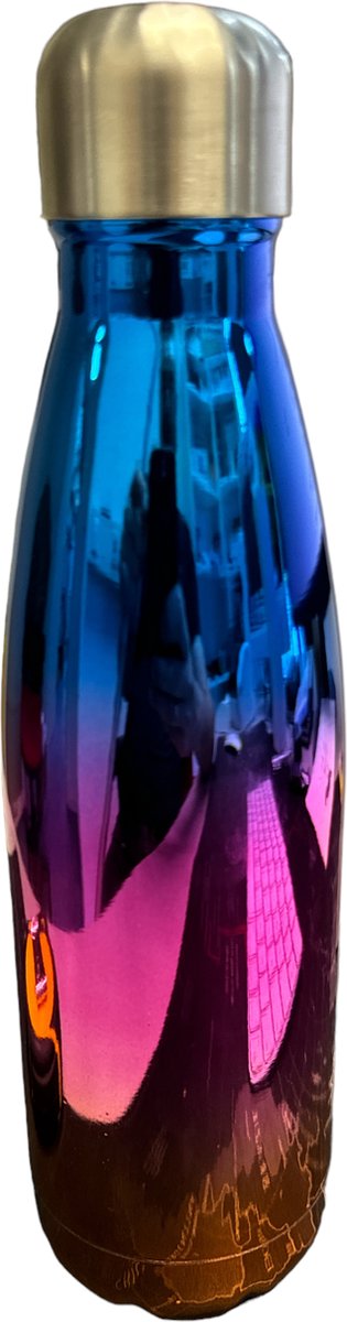 MONOO Waterfles - 500ml - Blauw/Paars/Oranje - Drinkfles - BPA Vrij - RVS