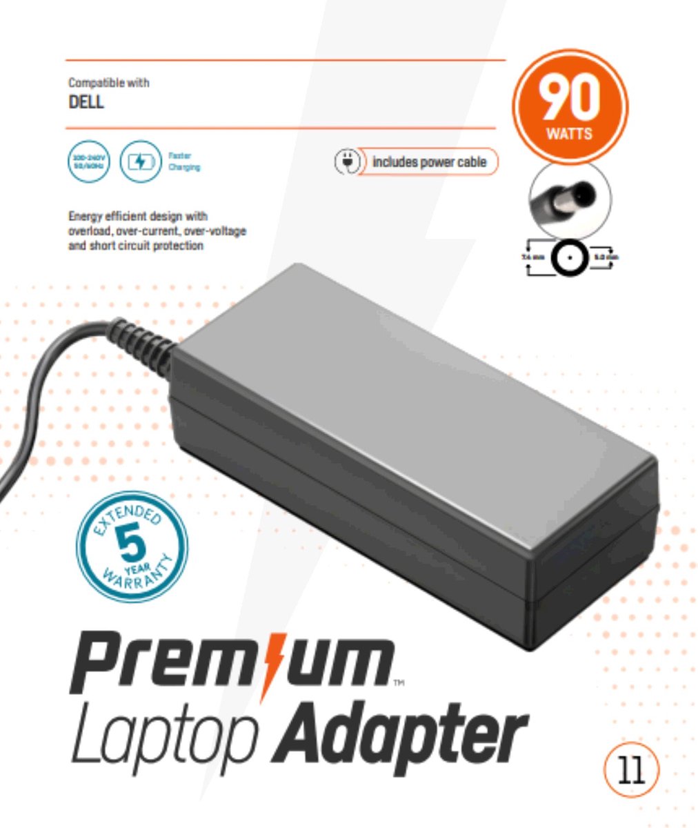 Premium laptop adapter, 90W, 7,4 x 5,0mm