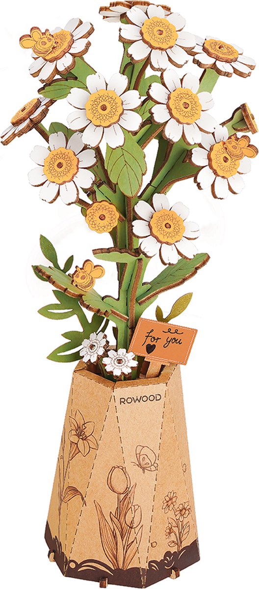 Robotime Robotime Chamomile TW061 - Knutselen - DIY - Houten bouwpakket - Volwassenen - Bloemen - Creatief