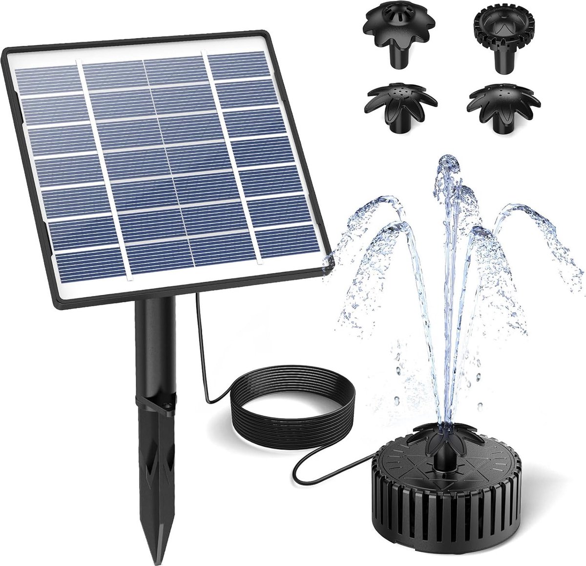 Fontein op zonne-energie voor buiten met 15 W glazen fontein waterpomp op zonne-energie met 3 m kabel doe-het-zelf fonteinstijlen
