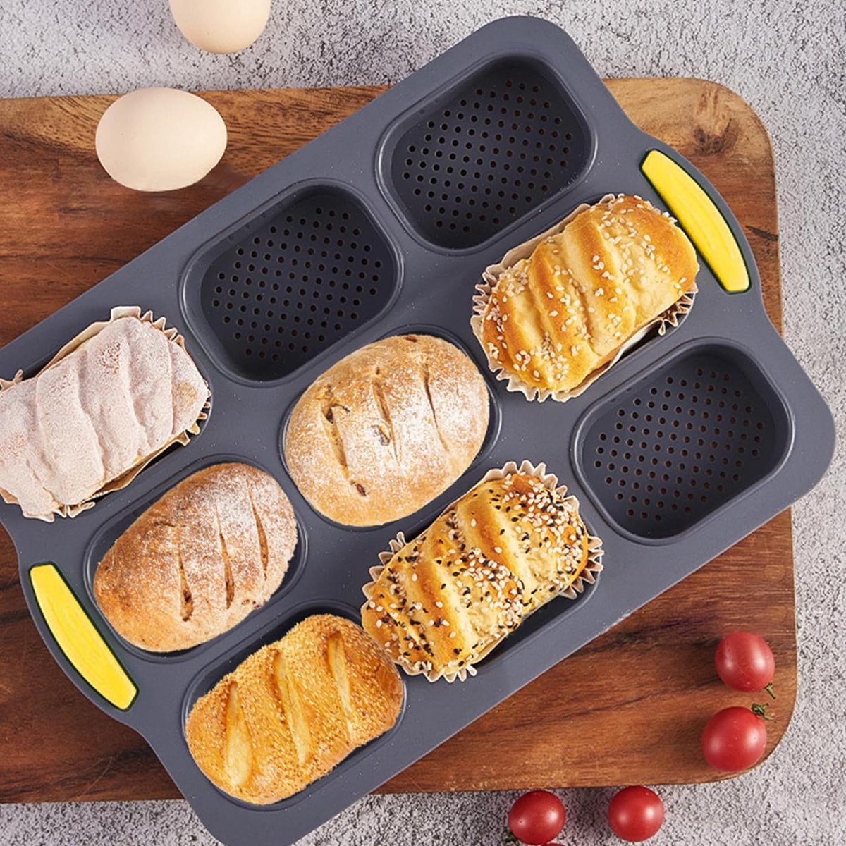 Stokbrood Pan voor bakken - 2022 Ontwerp 15 x 11 anti-aanbak geperforeerde broodpannen voor zelfgebakken brood - Lange Italiaanse broodpan & Franse broodbakkerij - Baguette bakpan Tool van Eparé