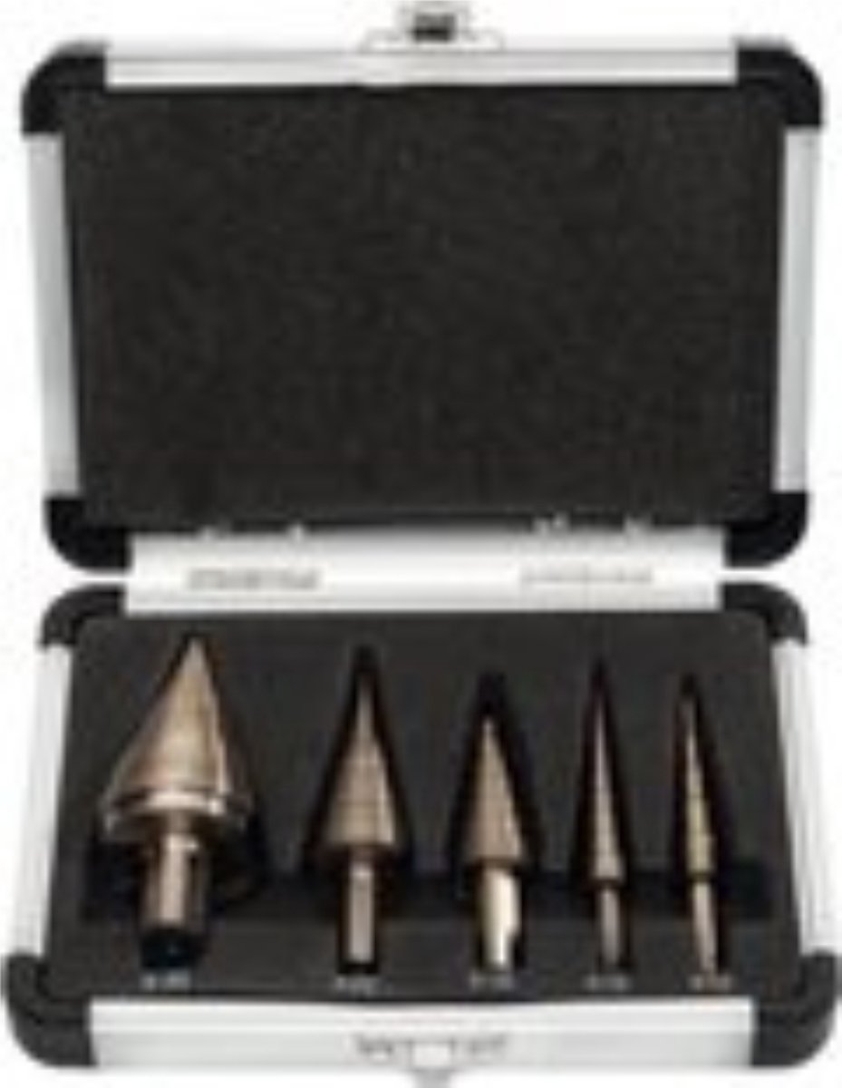 Boriso Houtsplitter Boorkop Set 5 Stuks Houtklover Inclusief Koffer Rond Houtsplijter Metaal Zwart