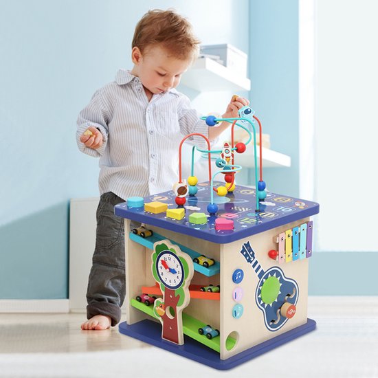 Buxibo Montessori Activiteitenkubus - Busy Board Stimulatie voor Peuter Ontwikkelling Intelligentie - Interactieve Speelhuis voor Vaardigheden en Moto van Buxibo — afbeelding 2