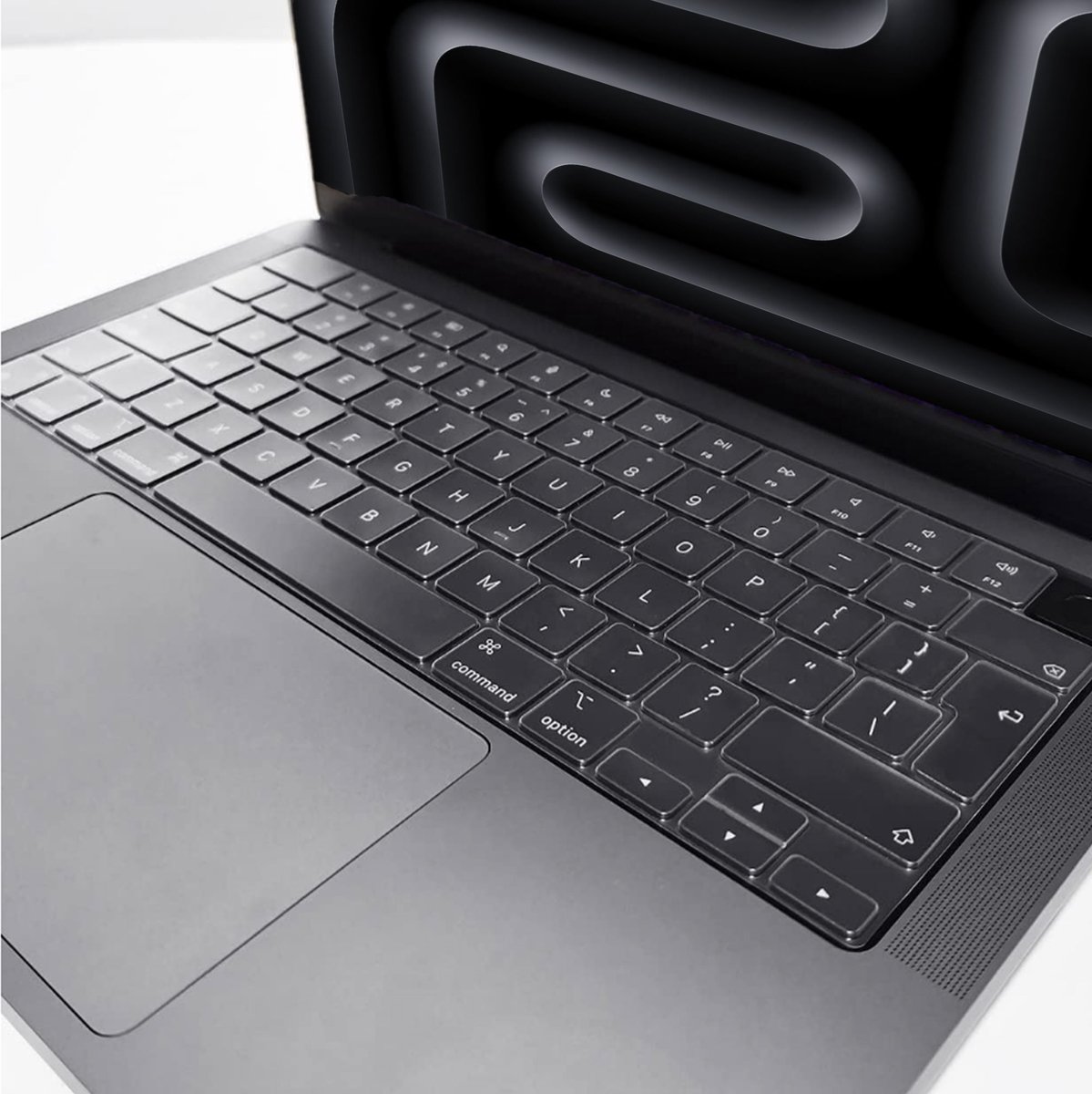 Siliconen toetsenbordhoes MacBook Air 13.6/15.3 Pro 14/16 waterdicht stofdicht transparant A2442-A3449 - Afbeelding 3