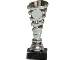 Trofee/beker-zilver-kuststof-15 cm x 5 cm