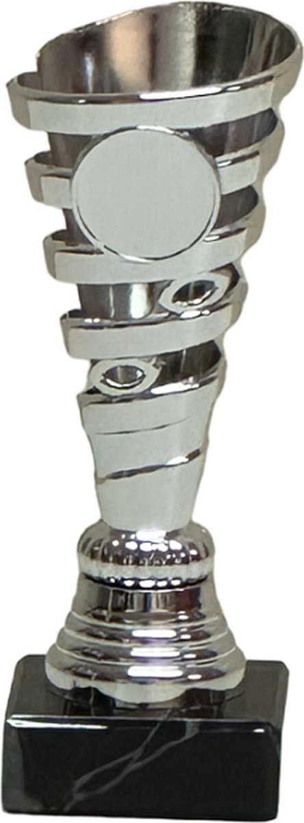 Trofee/beker-zilver-kuststof-15 cm x 5 cm