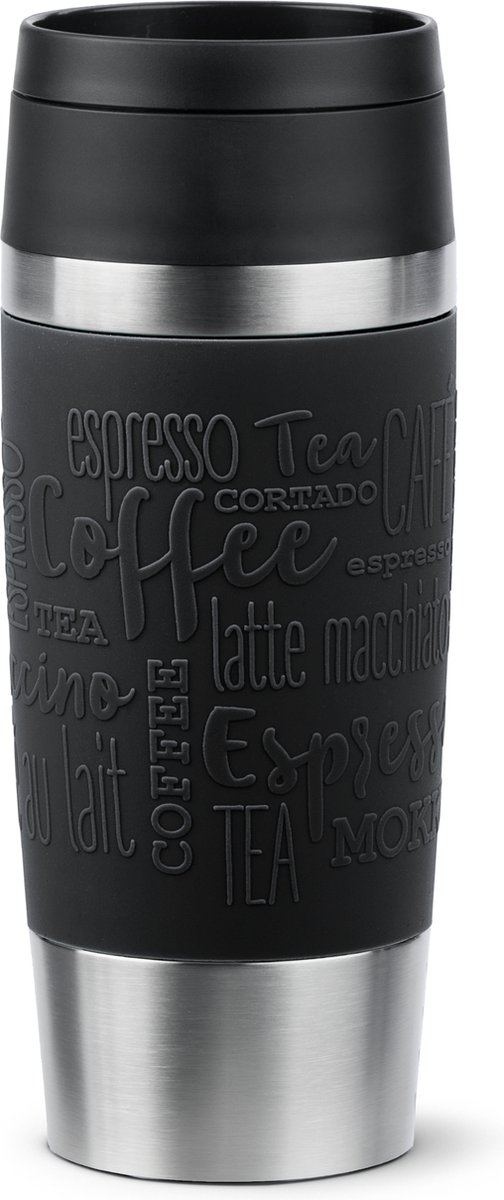 EMSA Travel Mug Classic N2020200 reisdrinkbeker 360 ml Zwart, Roestvrijstaal Roestvrijstaal