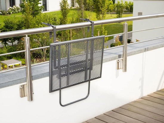 Ribelli balkon hangtafel gemaakt van strekmetaal & kunststof coating weerbestendig ca.60 x 40 x 56 cm, antraciet-grijs