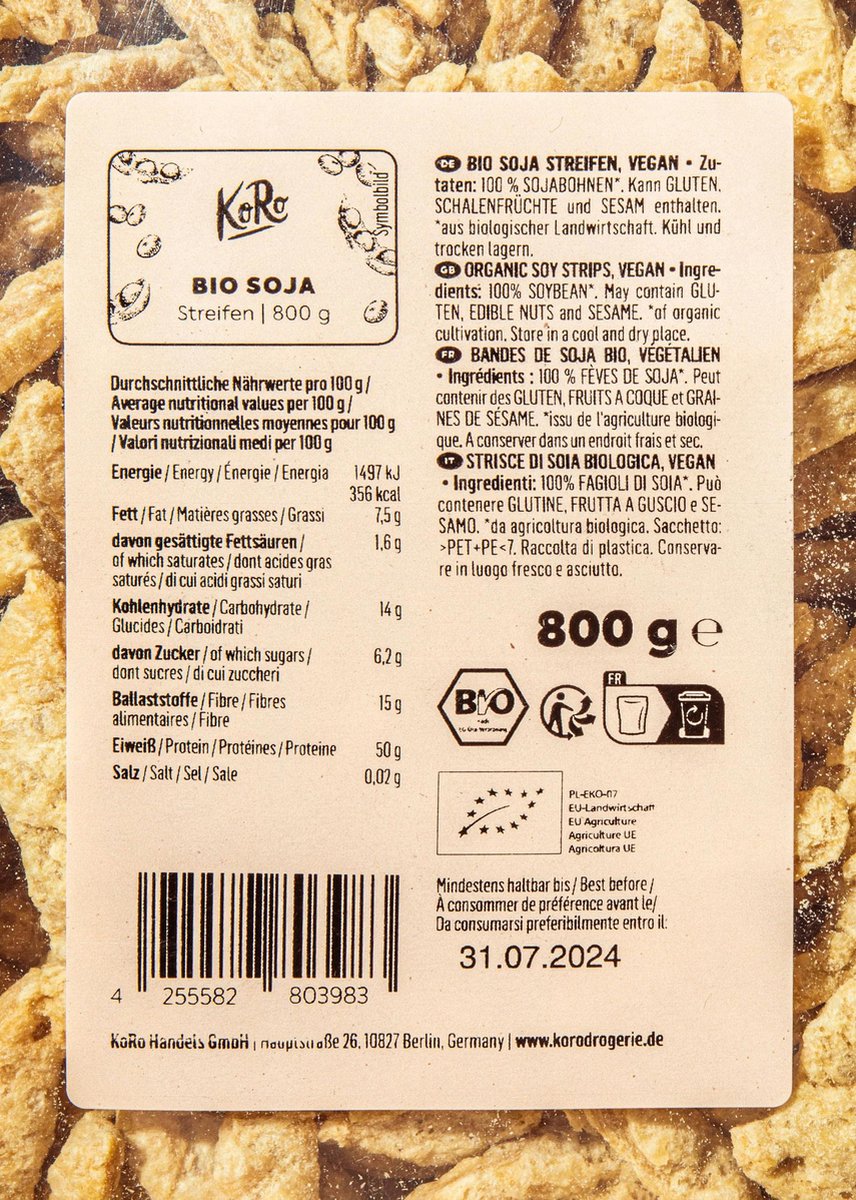 Goedkoopste KoRo | Bio sojastrips 800 g
