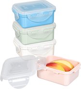 Lock&Lock (mini) Vershoudbakjes set met deksel - Snackdoosjes - Snackbox - Babyvoeding Bewaarbakjes - Diepvriesbakjes - Kinderen en Volwassenen - Luchtdicht - Lekvrij - BPA vrij - 180 ml - Pastel Multicolor - Set van 4 stuks - LocknLock
