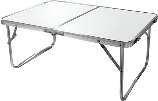 Opvouwbare strandtafel, afmetingen 60 x 40 x 26 cm, crème, metalen frame, houten plaat, klaptafel, campingtafel, klein, veiligheidssluiting [Energieklasse A] — afbeelding 2