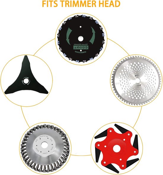 2 Soort grasmaaierblad Adapterkit - bevestigingsset voor opzetstukken - adapterset - bosmaaier opzetstuk bevestigen - onkruidverwijderaar - tuingereedschap - universele onkruidborstel bevestigingsset - Bevestiging Onderhoudskit - Adapter van Merkloos	 — afbeelding 5