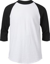 Soffe Raglan Baseball Shirt 3/4 mouw - Wit/Zwart - Large