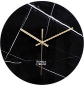 Horloge murale en Verres SensaHome - Design en marbre minimaliste avec mouvement silencieux - Marbre foncé