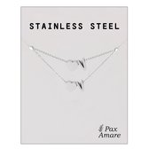 Initiaal Ketting & Armband set met Letter V Zilverkleurig - Stainless Steel - Met letter & Hartje! - Naam Ketting Cadeau - Sieraden Set op Kaartje - Pax Amare