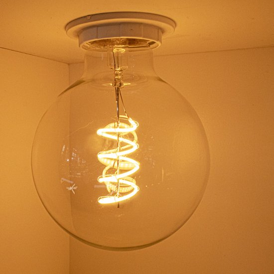 Bundelpakket | LED Filament Globe lamp spiraal | 80mm | 4 Watt | Dimbaar | 2400K - Extra warm | 5 stuks